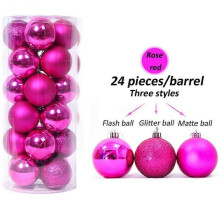 (Pink, 3cm) 24x Christmas Decor Baubles Tree Balls Xmas Party Wedding Ornament 3cm NEW