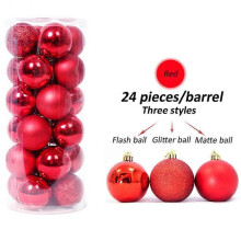 (Red, 3cm) 24x Christmas Decor Baubles Tree Balls Xmas Party Wedding Ornament 3cm NEW