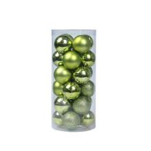 (Fruit green) Christmas Balls Shatterproof Unbreakable 3cm Plastic Balls Baubles Bulk Christmas Ornaments Set for Tree Decorations Festive 24pcs