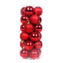 (red) Christmas Balls Shatterproof Unbreakable 3cm Plastic Balls Baubles Bulk Christmas Ornaments Set for Tree Decorations Festive 24pcs