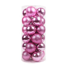 (pink) Christmas Balls Shatterproof Unbreakable 3cm Plastic Balls Baubles Bulk Christmas Ornaments Set for Tree Decorations Festive 24pcs