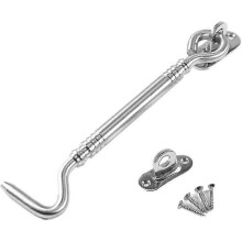 Cabin Hook, Gate Latch 8inch Stainless Steel Eye Shed Door Latch for Shed Door Garage Door Windows Cabin