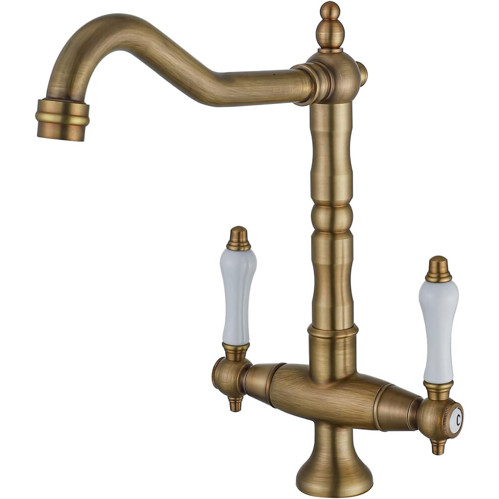 (Antique) Antique Kitchen Faucet, 360 Rotating Kitchen Faucet, Nostalgia Two Handle Sink Mixer Tap, High Pressure Mixer Tap For Kitchen Sink 749691207397