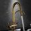 (B) 3 Way Kitchen Tap Antique with Pull Out Spray Brass Swivel 3 Way Kitchen Taps 6