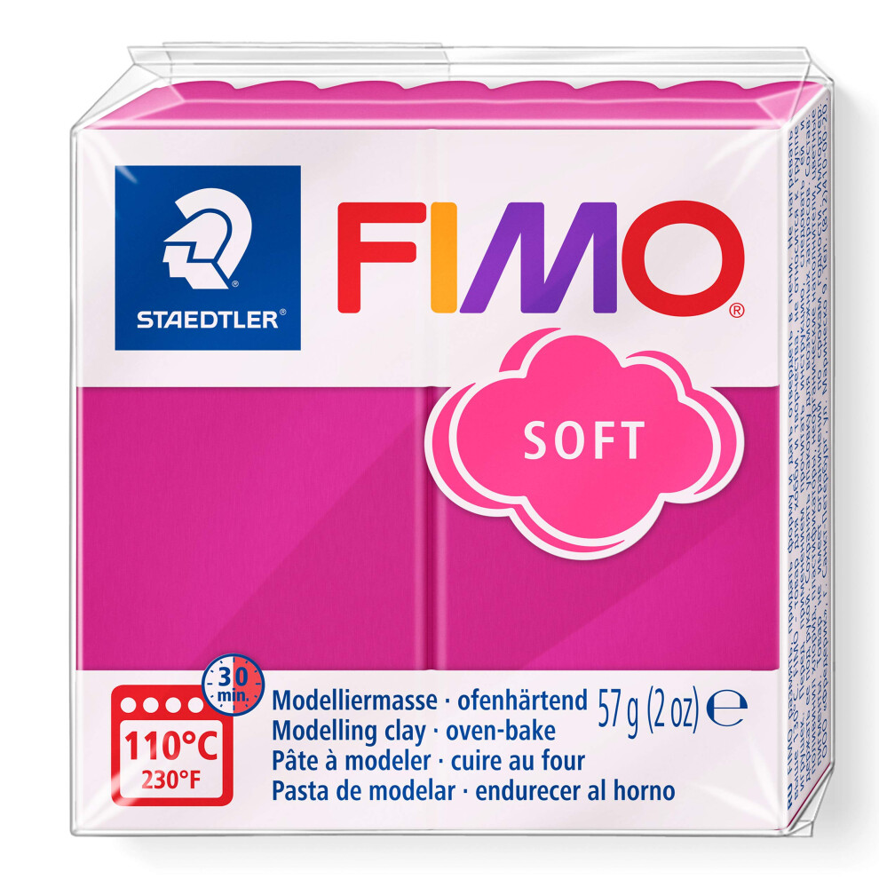 Staedtler Fimo Soft Polymer Clay Ofenbackmasse Zum Schmuckmodellieren, Basteln, Himbeere 8020-22-image