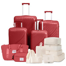 4Pcs 18/20/24/28in Luggage PP Suitcase Set w/ 2 Handbags & 8pcs Toiletry