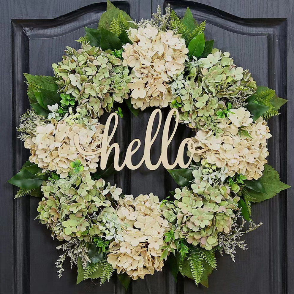 Skesrjtop ( And Hydrangea Wreath) Simulated Garland Door Decoration European And American Hydrangea Vine Ring Window Decoration White/Green