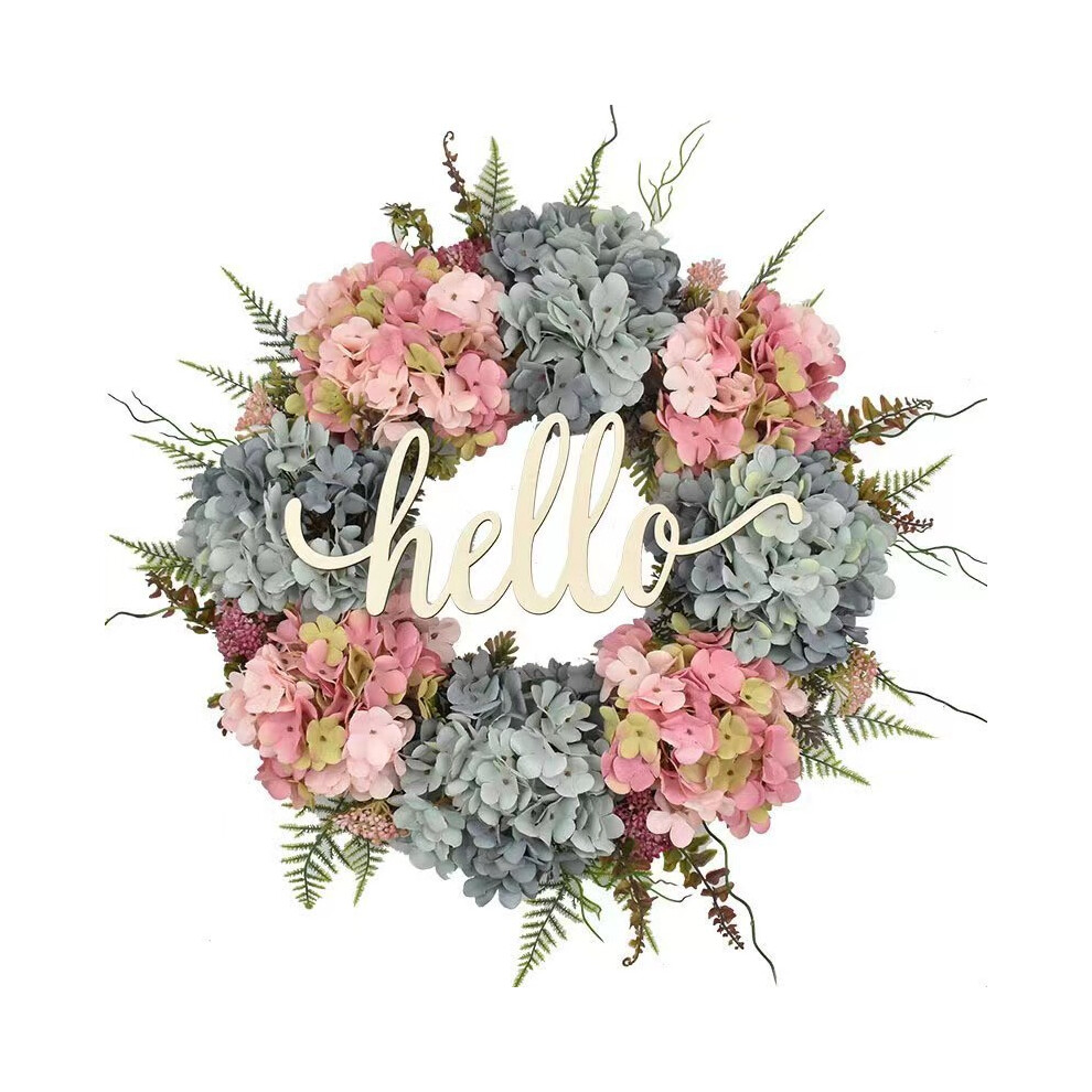 Skesrjtop ( Hydrangea Wreath) Simulated Garland Door Decoration European And American Hydrangea Vine Ring Window Decoration Pink/Blue