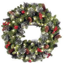 (40CM luminous model) Christmas Wreath Door Hanging Wall Hanging Decoration Christmas Rattan PVC Interior Pendant Wreath