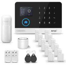 ((Pg103-4g)) Alarm System WiFi/GSM, Compatible Google Home and Alexa, Anti-Theft Kit with Siren, Motion Detector, Sensors for Ports to Protect
