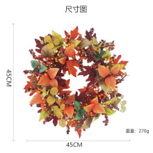 (Red fruit wreath (45*45 cm)) New Autumn Grape Wreath Thanksgiving Halloween Decoration Home Door Hanging Door Decoration