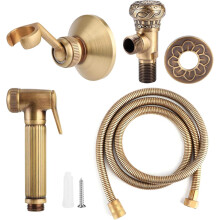 Handheld Bidet Sprayer Set, Vintage Brass Bidet Faucet Sprayer, Bathroom Shower Apple, Support Pipe Included for Pet, Bathroom