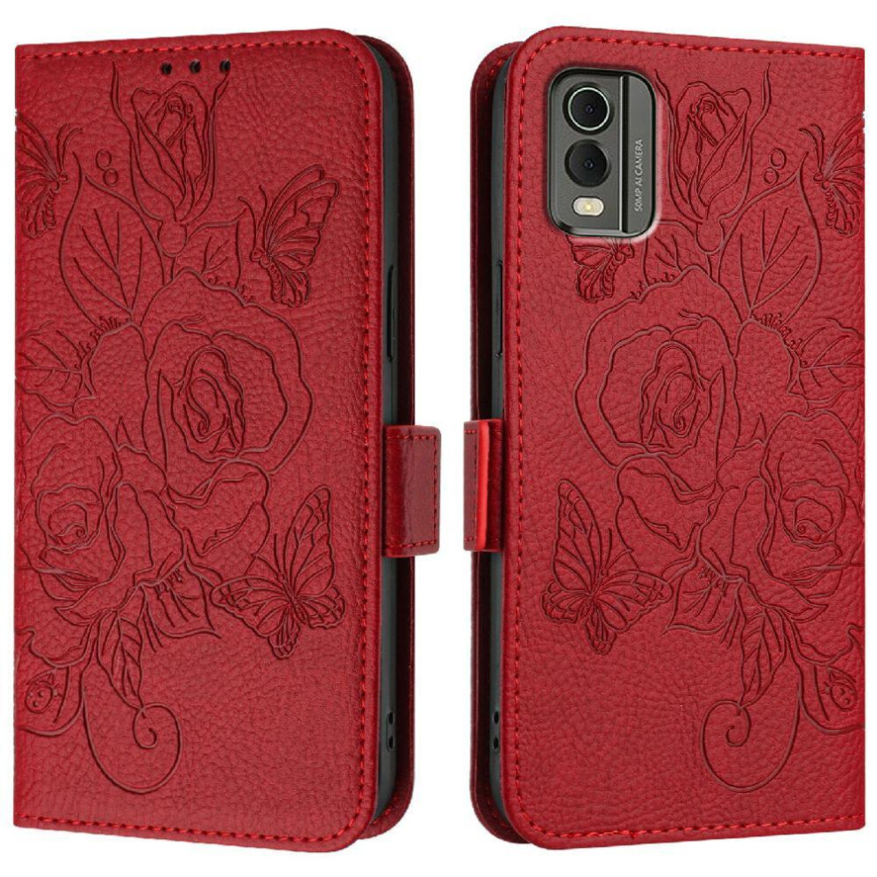 Gangxun Red (Red) Case For Nokia C32 Magnetic Wallet Pu Leather With Credit Card Slot