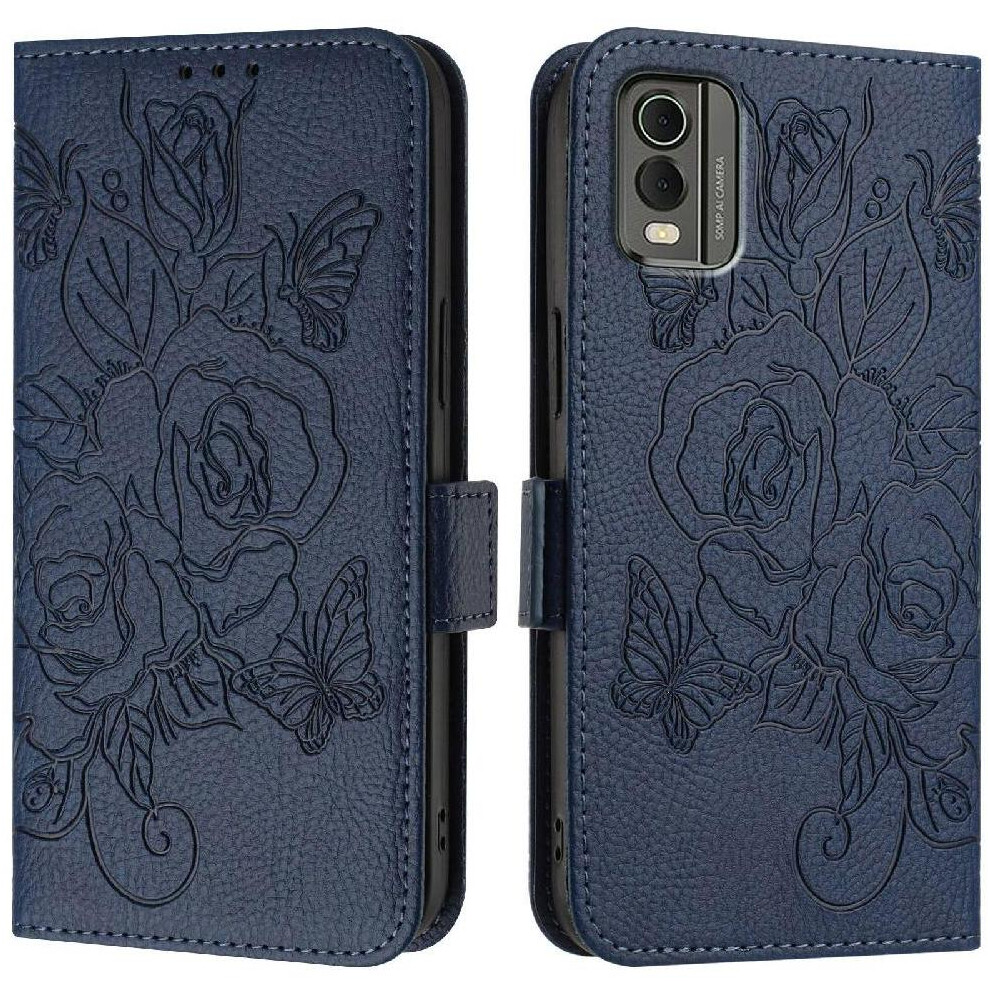 (Dark ) Case For Nokia C32 Magnetic Wallet Pu Leather With Credit Card Slot Blue 764563456154