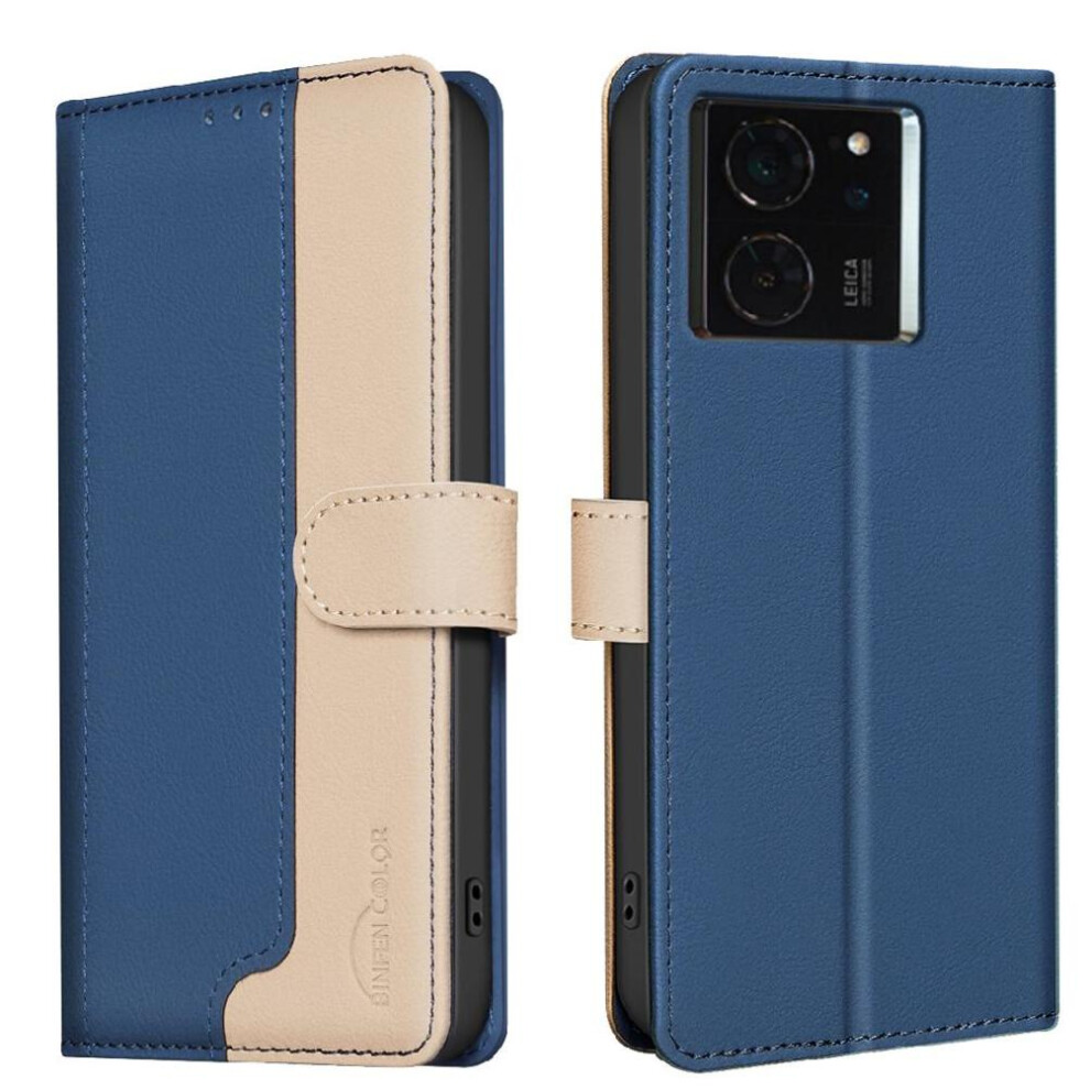 (Blue) Flip Case For Xiaomi 14T Kickstand Card Slots Holder Rfid Blocking Shockproof Tpu Inner Shell Flip Folio Blue 764563456642