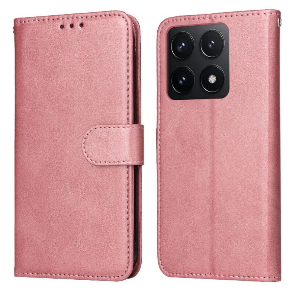 (Pink) Flip Case For Xiaomi 14T Card Slots Flip Cover Precise Cutouts Magnetic Closure Pink 764563457915