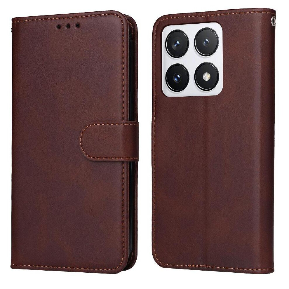 (Brown) Flip Case For Xiaomi 14T Pro Flip Cover Precise Cutouts Card Slots Magnetic Closure Brown 764563457939