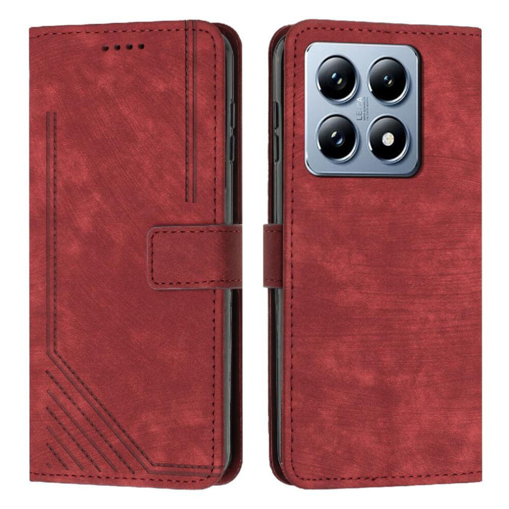 (Red) Flip Case For Xiaomi 14T 5G Pu Leather Wallet Kickstand Card Insertion Red 764563458332