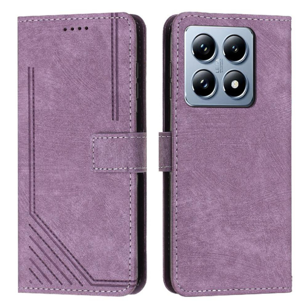(Purple) Flip Case For Xiaomi 14T 5G Pu Leather Wallet Kickstand Card Insertion Purple 764563458370