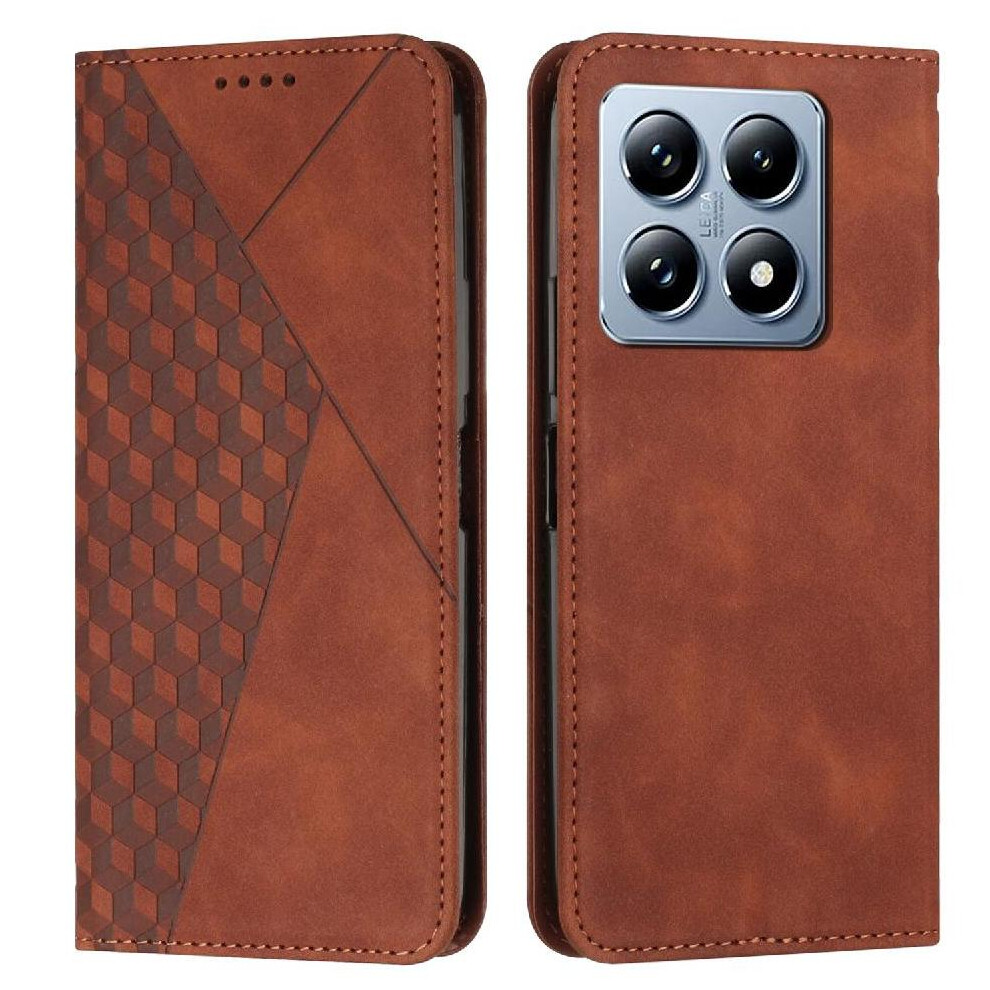 (Brown) Flip Case For Xiaomi 14T 5G Kickstand Card Insertion Pu Leather Wallet Brown 764563458455