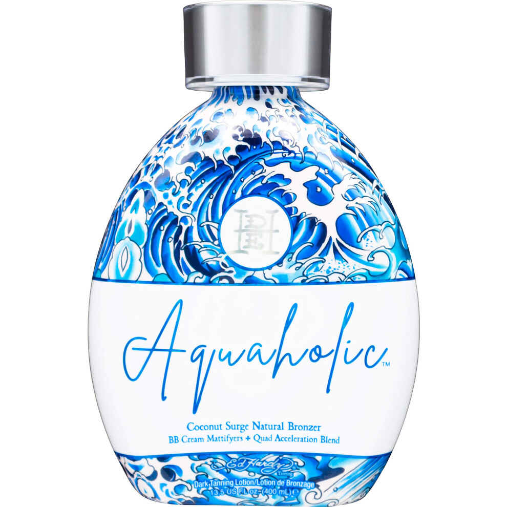 Ed Hardy Tanning Aquaholic - Coconut Surge Natural Bronzer Tanning Lotion 13.5 Oz.