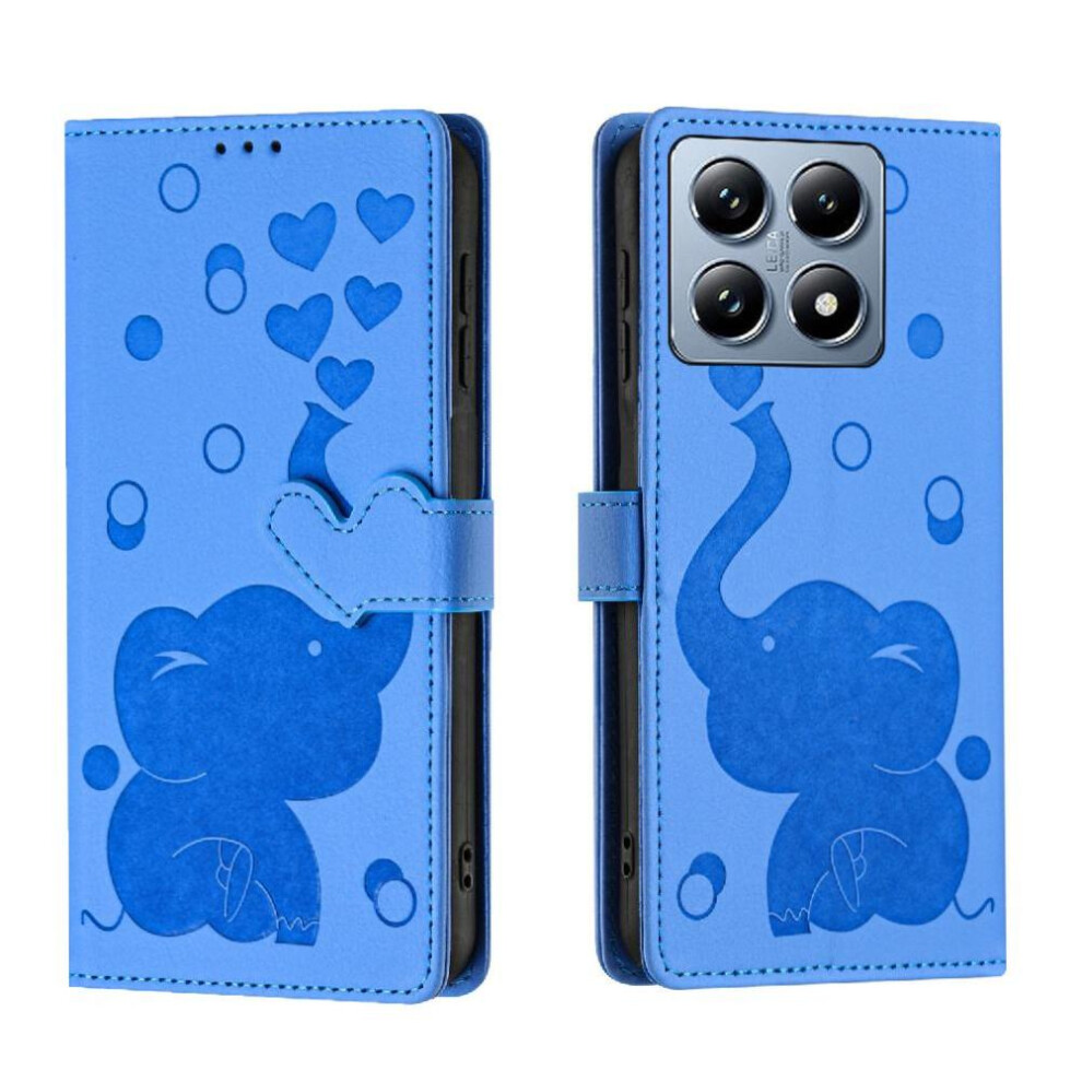 (Blue) Flip Case For Xiaomi 14T 5G Premium Leather Kickstand Three Card Slots Blue 764563459407