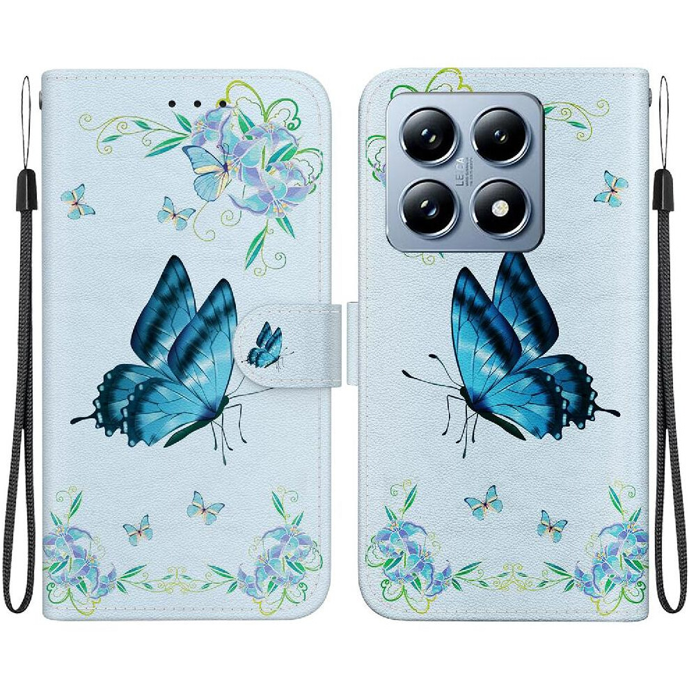 (C11 ) Flip Case For Xiaomi 14T 5G Pu Leather Card Slots Magnetic Closure Butterfly Flower Painted Wallet 764563459889