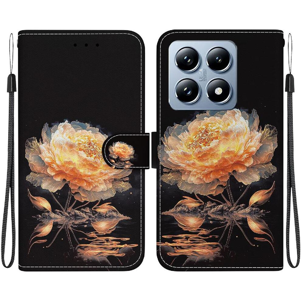 (C2) Flip Case For Xiaomi 14T Pro 5G Magnetic Closure Pu Leather Card Slots Wallet Butterfly Flower Painted 764563459902