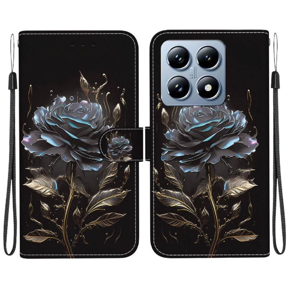 (C5 ) Flip Case For Xiaomi 14T Pro 5G Magnetic Closure Pu Leather Card Slots Wallet Butterfly Flower Painted 764563459933
