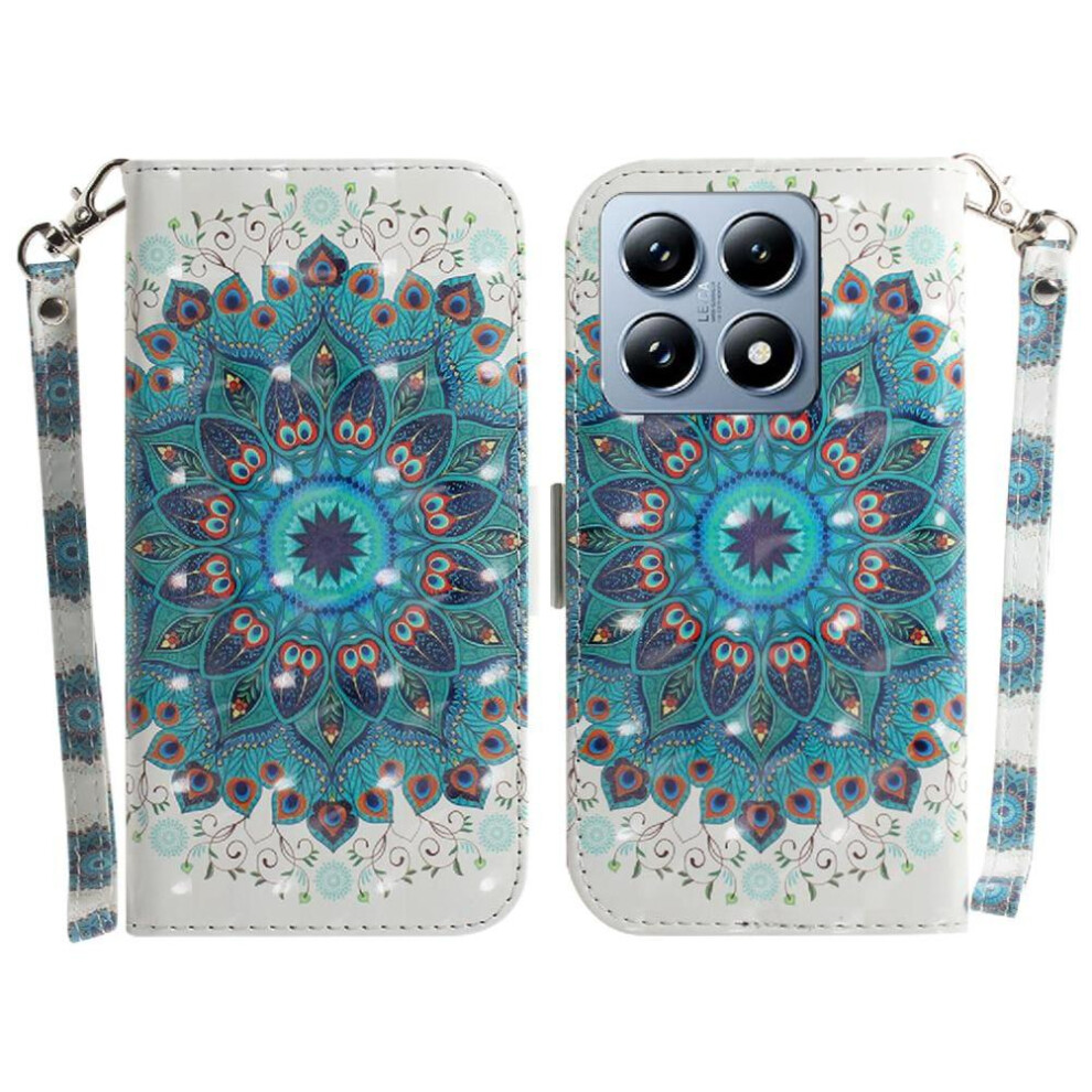 (C3 ) 3D Painted Protective Case For Xiaomi 14T Pro 5G Wallet Pu Leather Magnetic Closure Lanyard Card Slots 764563460670
