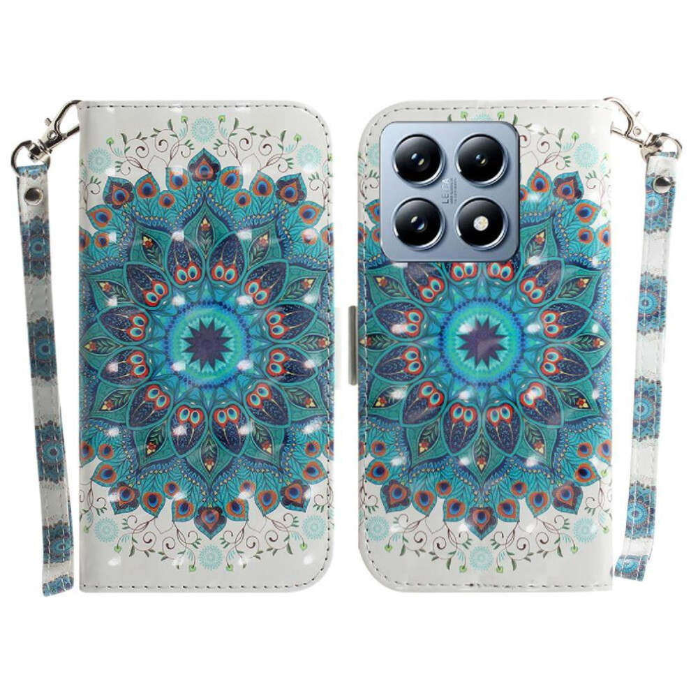 (C3 ) 3D Painted Protective Case For Xiaomi 14T 5G Wallet Card Slots Lanyard Magnetic Closure Pu Leather 764563460793