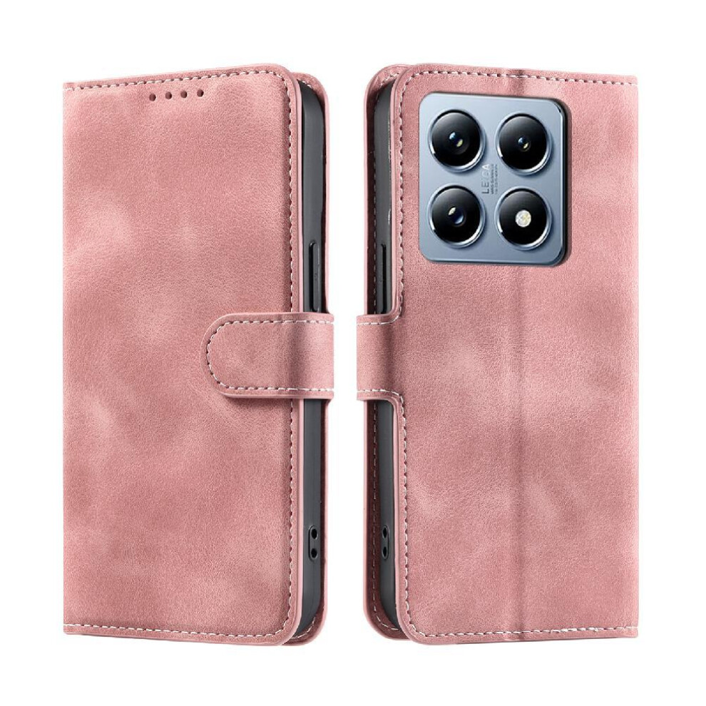 (Pink) Flip Case For Xiaomi 14T Pu Leather Wrist Strap Wallet Card Slots Kickstand Magnetic Pink 764563462278