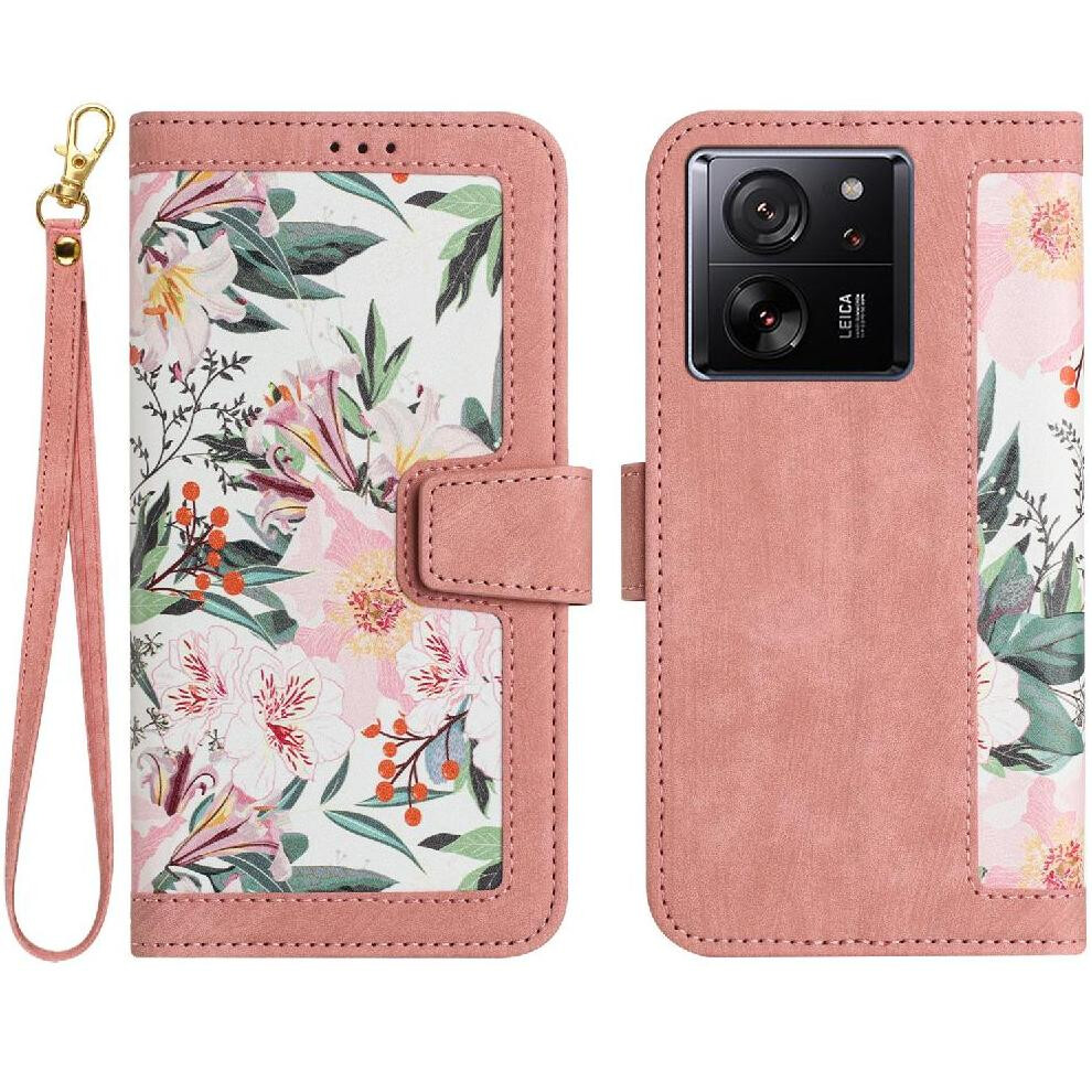 (Pink) Wallet Case For Xiaomi 14T Magnetic Closure Pu Leather Anti Scratch Card Holder Kickstand Pink 764563462964