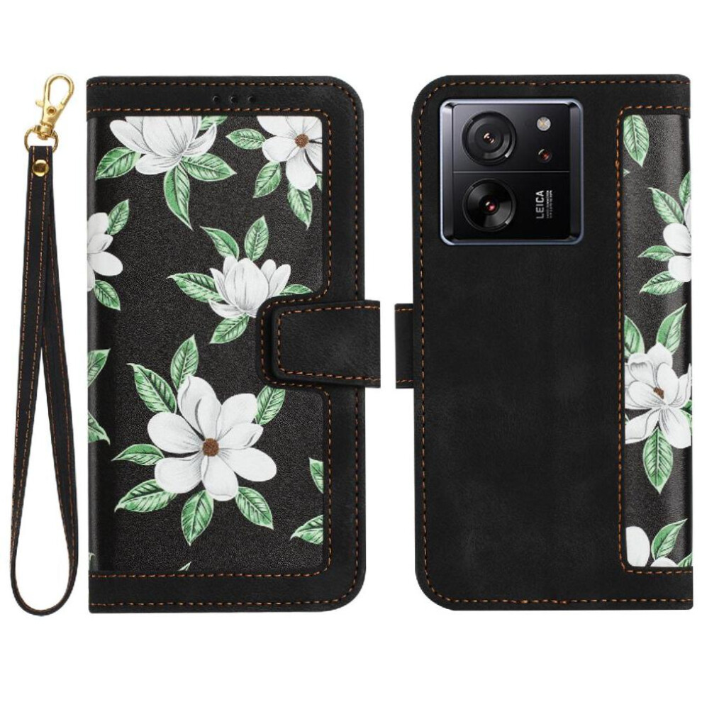 (Black) Wallet Case For Xiaomi 14T Magnetic Closure Pu Leather Anti Scratch Card Holder Kickstand Black 764563462971