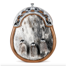 (No Chain Required) Norwood Brown Seal Sporran Chrome Serpent Cantle - Optional Chain