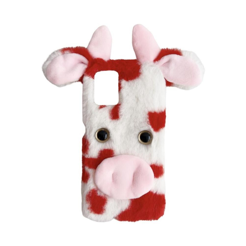 (Red) Case For Xiaomi 14T Pro 5G Cow Phone Case Autumn And Winter Lovely Fuzzy Fluffy Cartoon Cow Red 764563463459