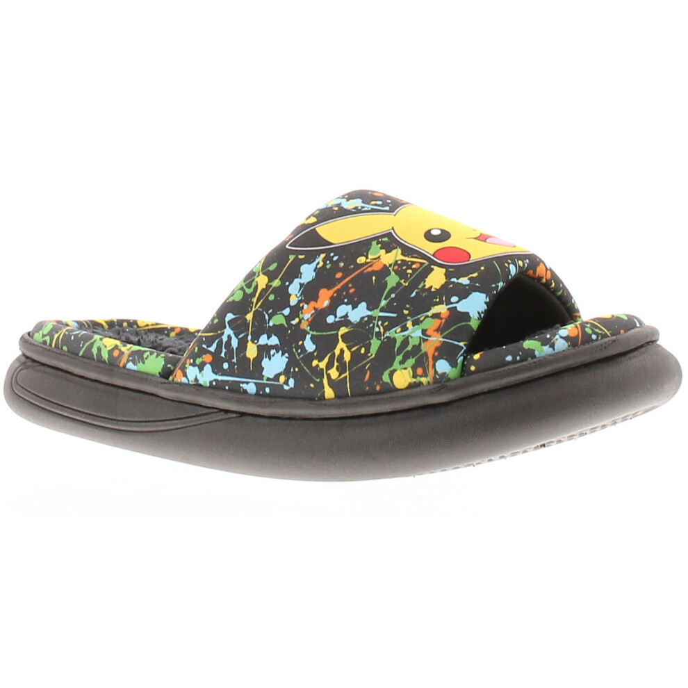 (Black, 1 (Adults')) Pokemon Younger Childrens Novelty Slippers Borg  Milo black UK Size