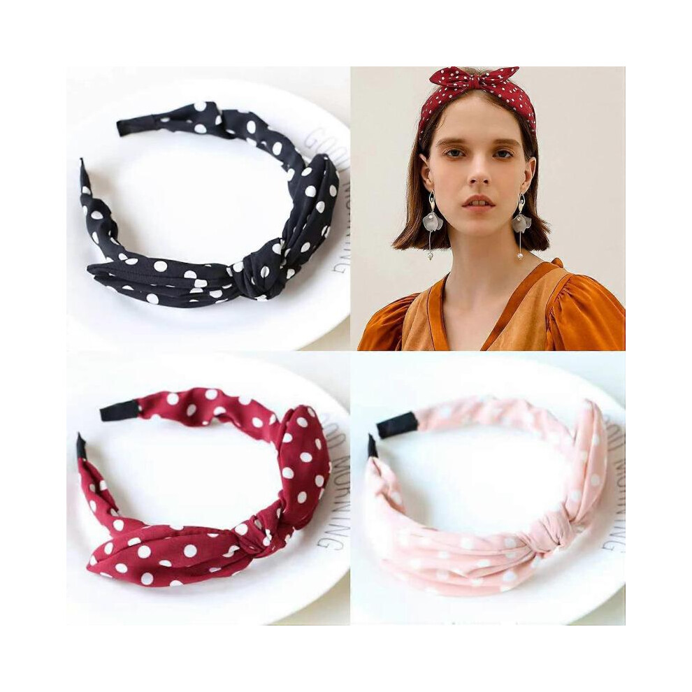 Women's Round Head with Bow Knot Headband Bandana Headband Hair Accessories 3 Pack