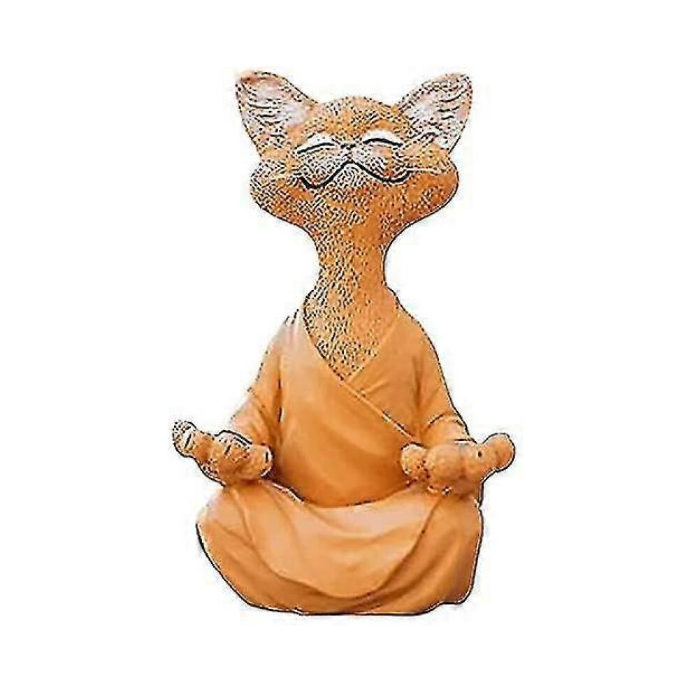 Cat Figurine, Meditation Yoga Happy Cat, Zen Cat Relaxed Pose Sculpture for Home Outdoor Lawn Decoration1 Pieceorange