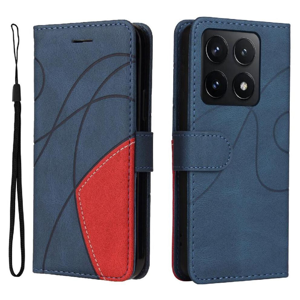 Gangxun (Blue) Flip Case For Xiaomi 14T With Card Slot Stand Kickstand Protective Leather Wallet Stitching Color Flip Folio Book Blue