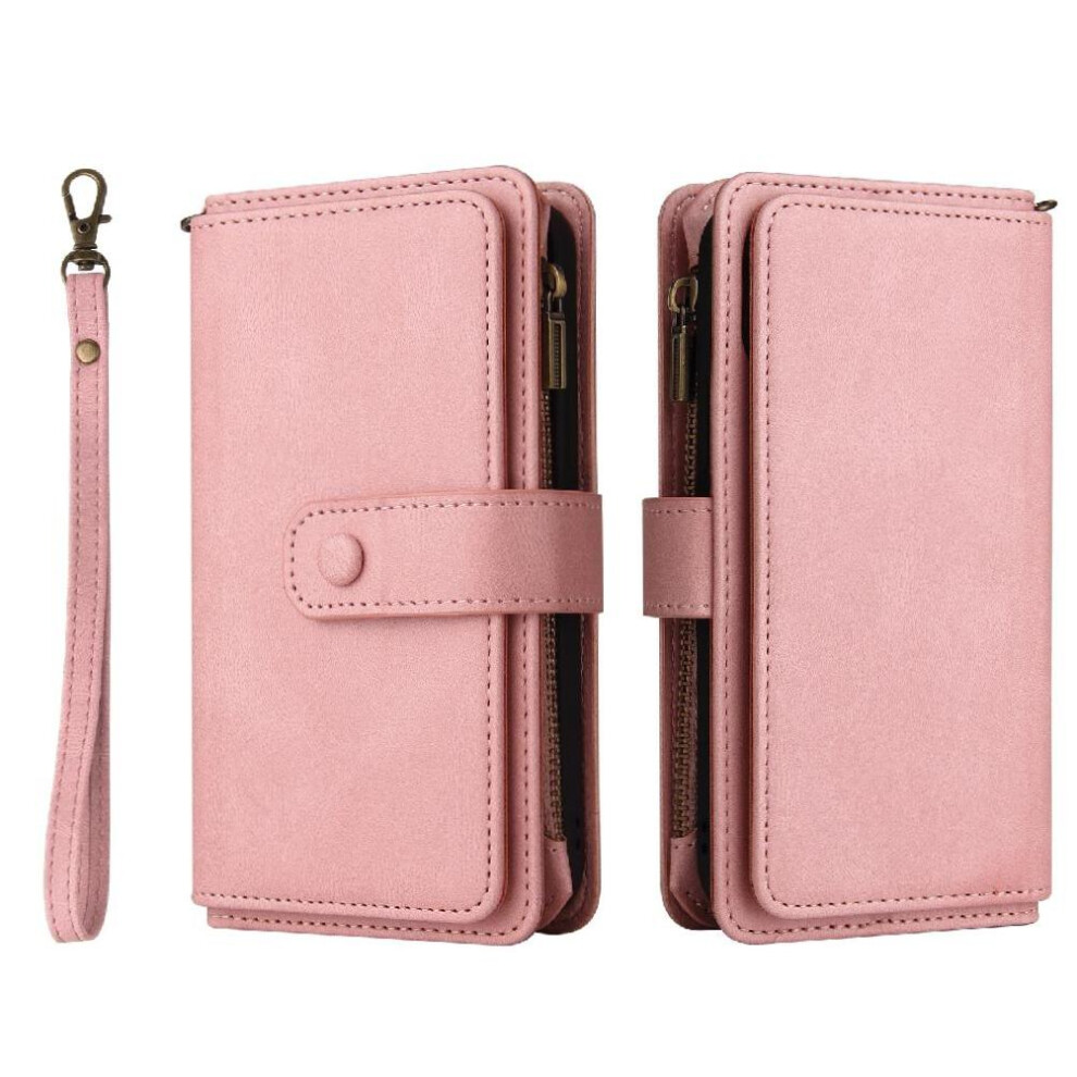 (Pink) Wallet Phone Case For Xiaomi 14T Pro Fifteen Card Slots Zipper Poket With Card Slot Stand Pu Leather Magnetic Closure Pink 764563464760