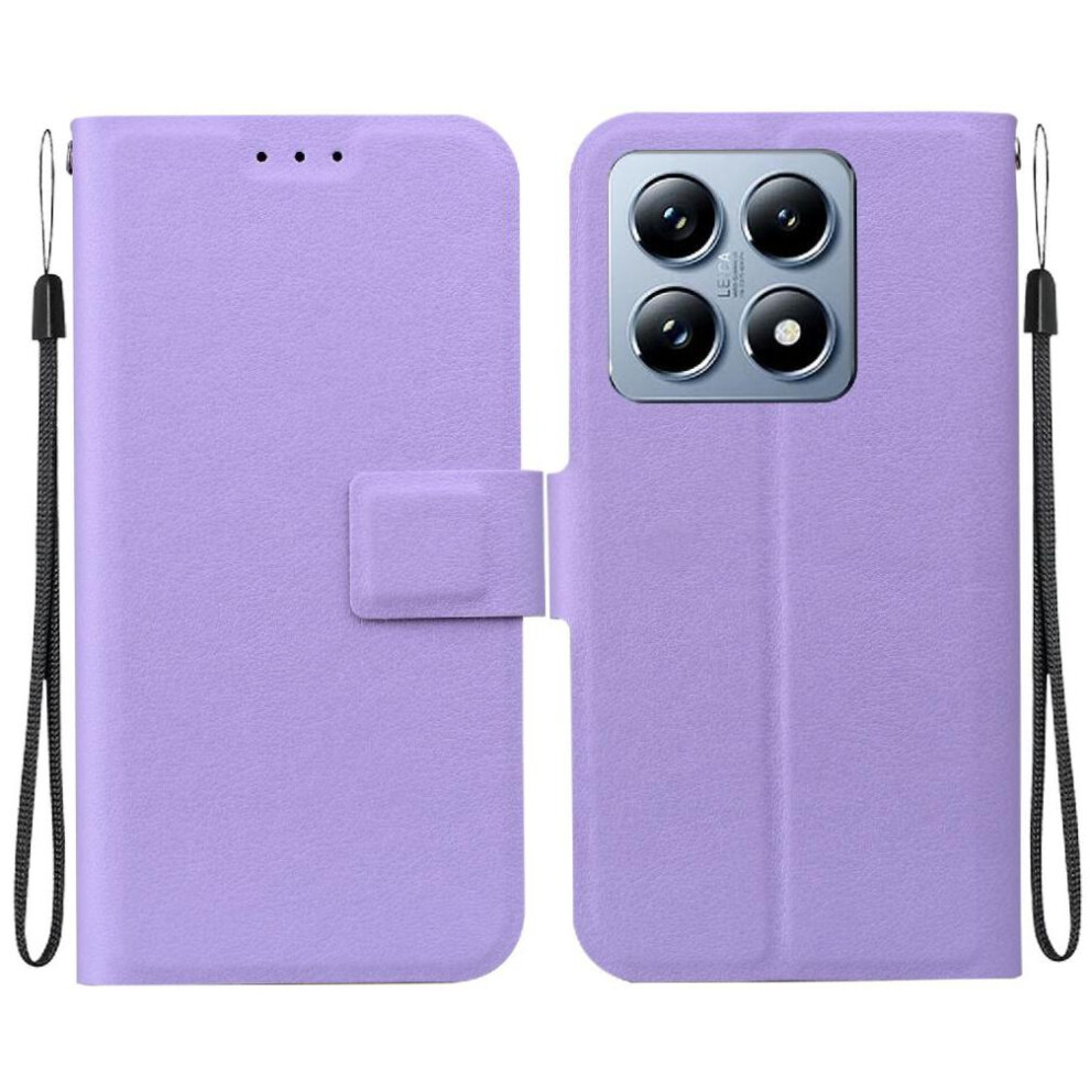 (Purple) Flip Case For Xiaomi 14T Pure Colour With Buckle With Card Slot Kickstand Pu Leather Purple 764563465415