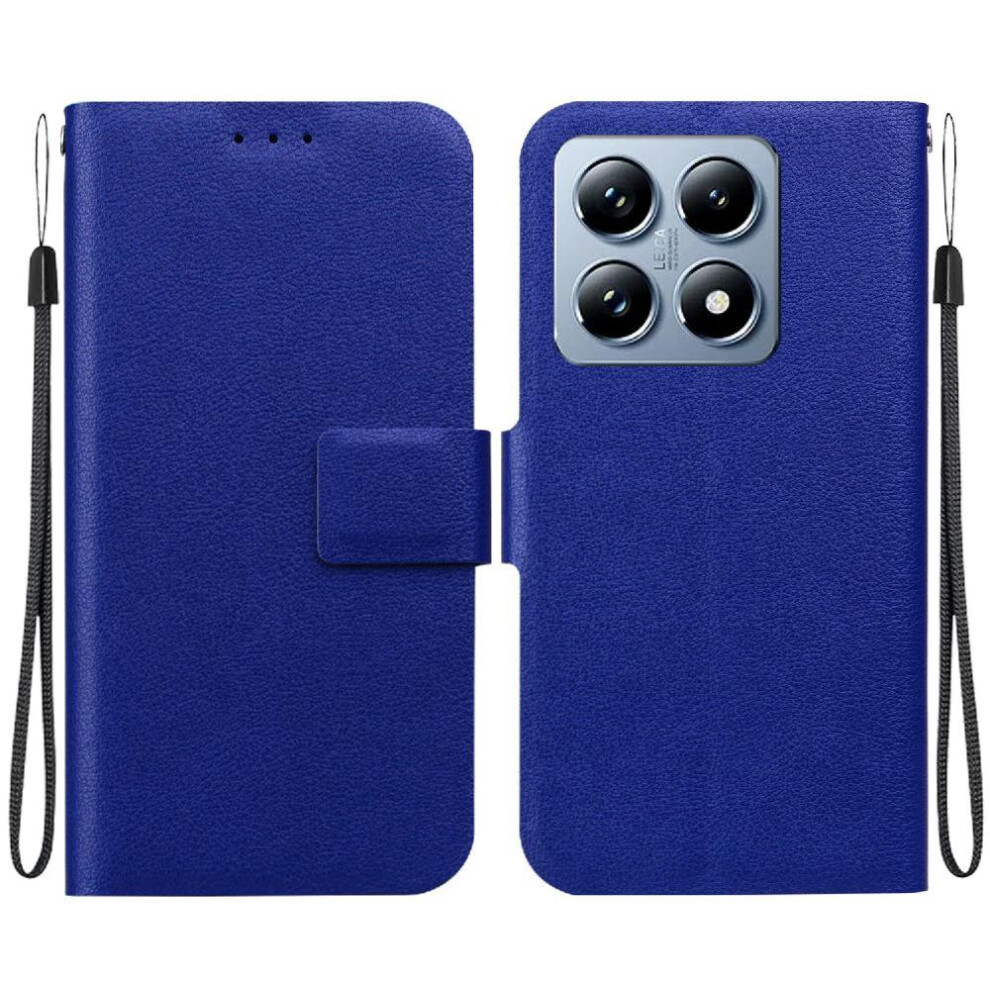 (Blue) Flip Case For Xiaomi 14T Pure Colour With Buckle With Card Slot Kickstand Pu Leather Blue 764563465446