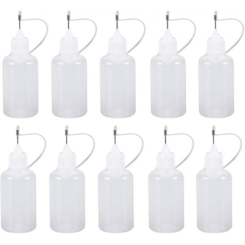 10pcs Plastic Bottles with Nozzles, Precision Tip Applicator Squeeze Bottles for Glue Paint20ml