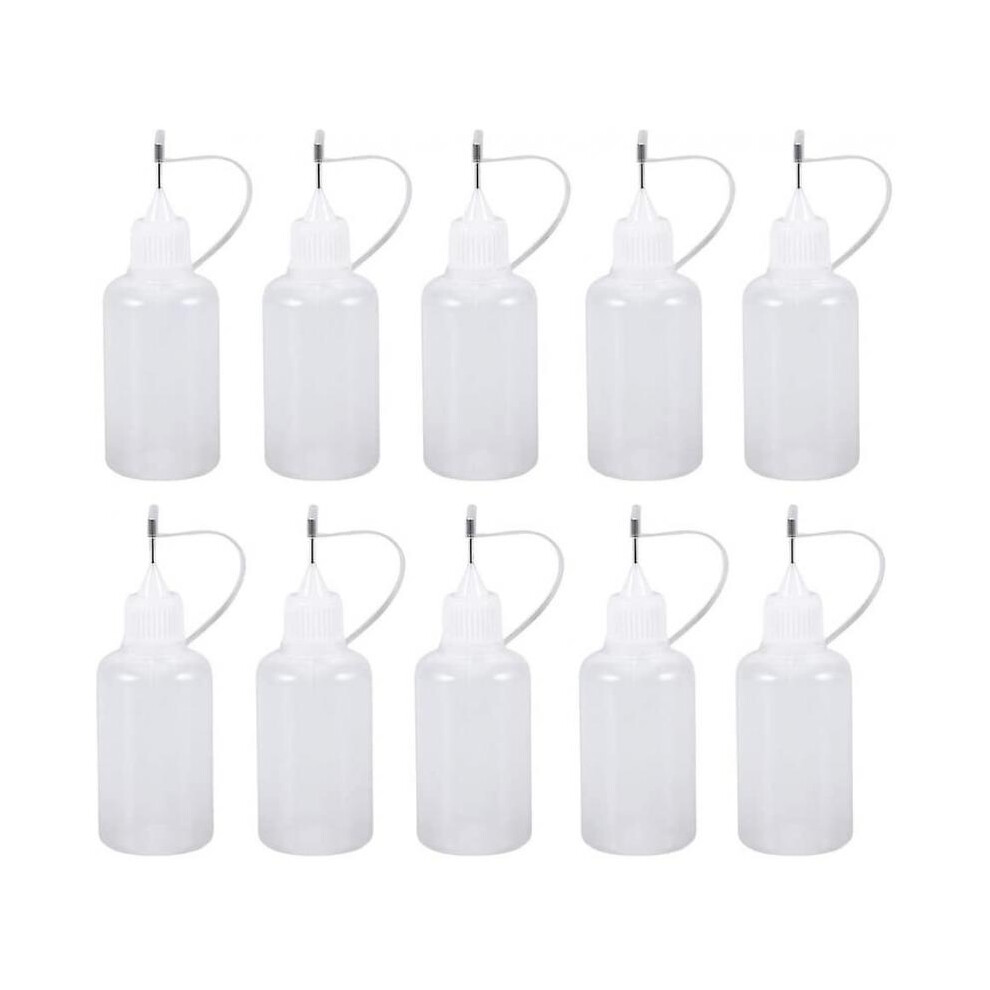 10pcs Plastic Bottles with Nozzles, Precision Tip Applicator Squeeze Bottles for Glue Paint20ml