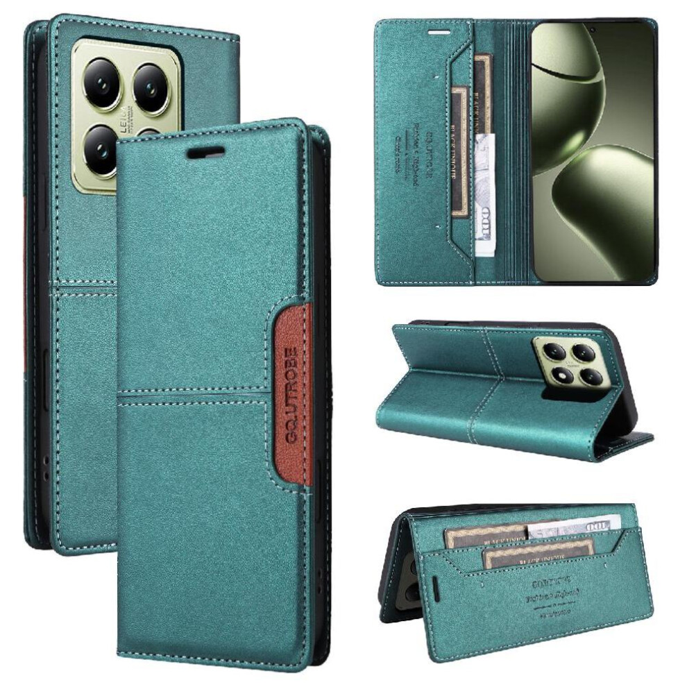 (Green) Flip Case For Xiaomi 14T Flip Cover Wallet Shockproof Rfid Blocking Green 764563466580