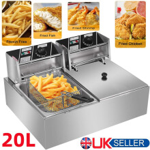 20L Deep Fat Fryer Electric Countertop Dual Tank Chip Fry Frying Commercial UK