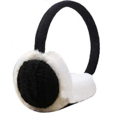 (Black) Winter Ear Muffs - Knitted Plush Fluffy Ear Warmers - Unisex Winter Warm Earmuffs for Womens Girls Outdoor Cycling Running Skiing Ladies Gift