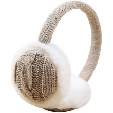 (Khaki) Winter Ear Muffs - Knitted Plush Fluffy Ear Warmers - Unisex Winter Warm Earmuffs for Womens Girls Outdoor Cycling Running Skiing Ladies Gift