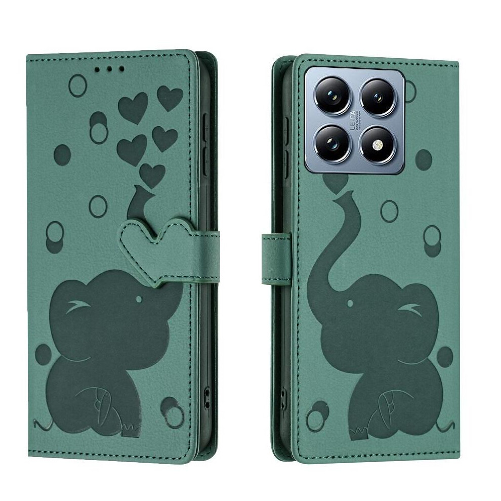 (Green) Flip Case For Xiaomi 14T Pro Three Card Slots Kickstand Premium Leather Green 764563467334